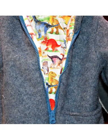 Walkjacke "Dino-Abenteuer" (Blau) mit hübschem Baumwollfutter - Weitere Perspektive