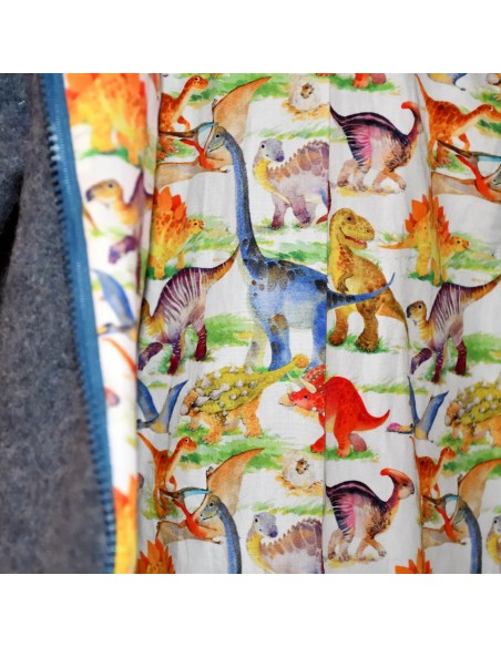 Walkjacke "Dino-Abenteuer" (Blau) mit hübschem Baumwollfutter - Qualitätsmerkmal