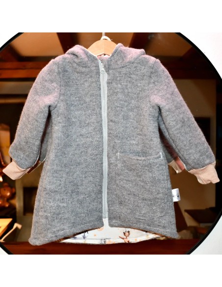 Walkjacke "Gute Nacht" (Grau) mit süßem Baumwollfutter