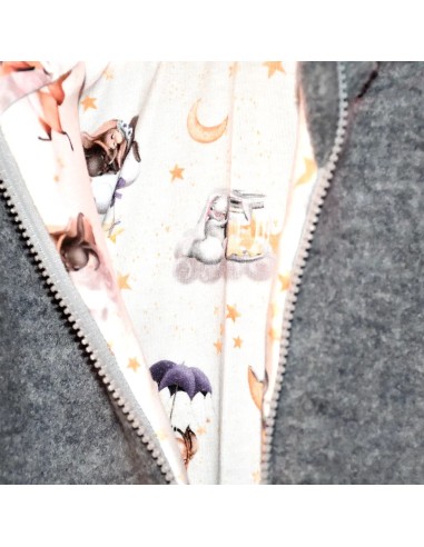 Walkjacke "Gute Nacht" (Grau) mit süßem Baumwollfutter - Praktisch im Alltag