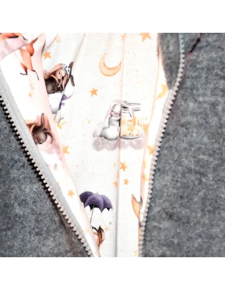 Walkjacke "Gute Nacht" (Grau) mit süßem Baumwollfutter - Praktisch im Alltag