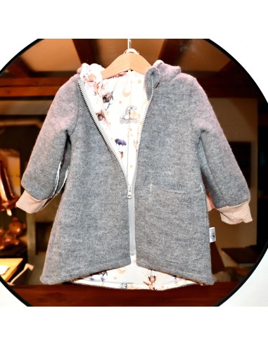 Walkjacke "Gute Nacht" (Grau) mit süßem Baumwollfutter - Weitere Perspektive
