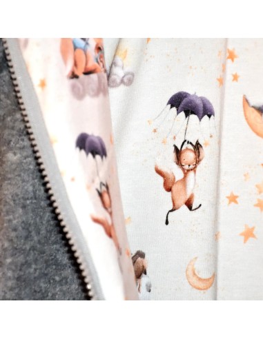 Walkjacke "Gute Nacht" (Grau) mit süßem Baumwollfutter - Handgemacht in Bayern