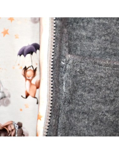 Walkjacke "Gute Nacht" (Grau) mit süßem Baumwollfutter - Seitenansicht