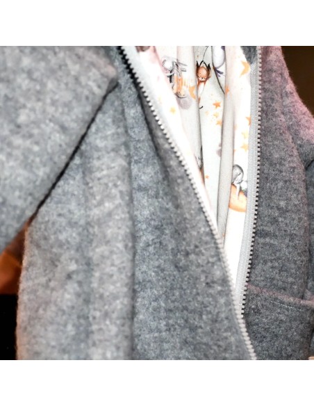 Walkjacke "Gute Nacht" (Grau) mit süßem Baumwollfutter - Farbwirkung