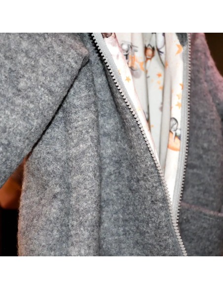 Walkjacke "Gute Nacht" (Grau) mit süßem Baumwollfutter - Qualitätsmerkmal