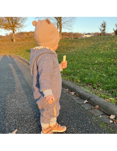 Wollwalk Overall "Dino-Abenteuer" (Blau) mit hübschem Baumwollfutter - Liebevolle Details