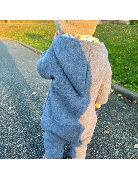 Wollwalk Overall "Dino-Abenteuer" (Blau) mit hübschem Baumwollfutter - Variante 16