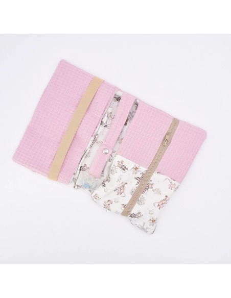 Windeltasche "Mäusetanz" (Rosa) | Waffelpique & Baumwolle - Stoffstruktur und Material