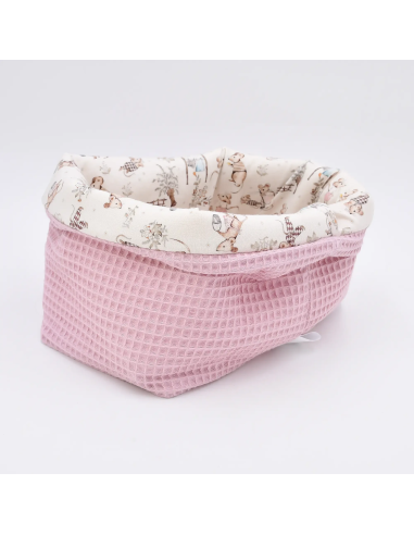 Utensilo "Mäusetanz" (Rosa) | Stoffkörbchen aus Waffelpique & Baumwolle - Praktisch im Alltag
