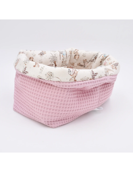 Utensilo "Mäusetanz" (Rosa) | Stoffkörbchen aus Waffelpique & Baumwolle - Praktisch im Alltag