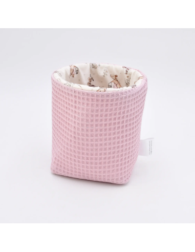 Utensilo "Mäusetanz" (Rosa) | Stoffkörbchen aus Waffelpique & Baumwolle - Qualitätsmerkmal