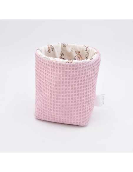 Utensilo "Mäusetanz" (Rosa) | Stoffkörbchen aus Waffelpique & Baumwolle - Qualitätsmerkmal