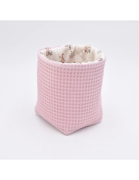 Utensilo "Mäusetanz" (Rosa) | Stoffkörbchen aus Waffelpique & Baumwolle - Design-Elemente