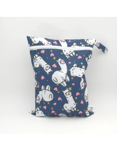 Wetbag "Lama-Liebe" Marineblau | Wasserabweisende Nasstasche - Stoffstruktur und Material