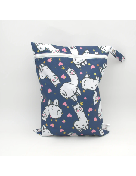 Wetbag "Lama-Liebe" Marineblau | Wasserabweisende Nasstasche - Stoffstruktur und Material