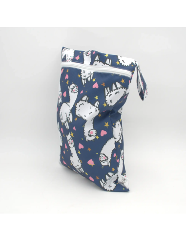 Wetbag "Lama-Liebe" Marineblau | Wasserabweisende Nasstasche - Rückansicht