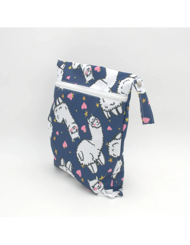 Wetbag "Lama-Liebe" Marineblau | Wasserabweisende Nasstasche - Nahaufnahme