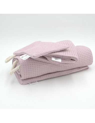 Handtuch & Duschhandtuch "Waffelpique" Altrosa | Personalisiert (Set & Einzeln) - Stoffstruktur und Material