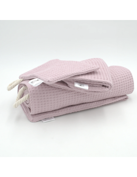 Handtuch & Duschhandtuch "Waffelpique" Altrosa | Personalisiert (Set & Einzeln) - Stoffstruktur und Material