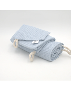 Handtuch & Duschhandtuch "Waffelpique" Babyblau | Personalisiert (Set & Einzeln) 2