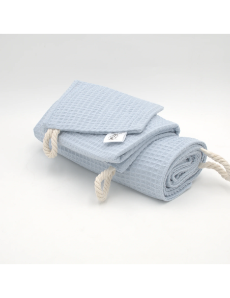 Handtuch & Duschhandtuch "Waffelpique" Babyblau | Personalisiert (Set & Einzeln) - Detailansicht