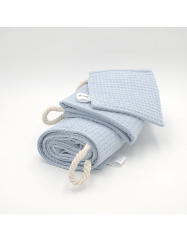 Handtuch & Duschhandtuch "Waffelpique" Babyblau | Personalisiert (Set & Einzeln)