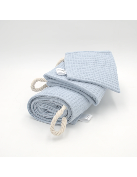 Handtuch & Duschhandtuch "Waffelpique" Babyblau | Personalisiert (Set & Einzeln)
