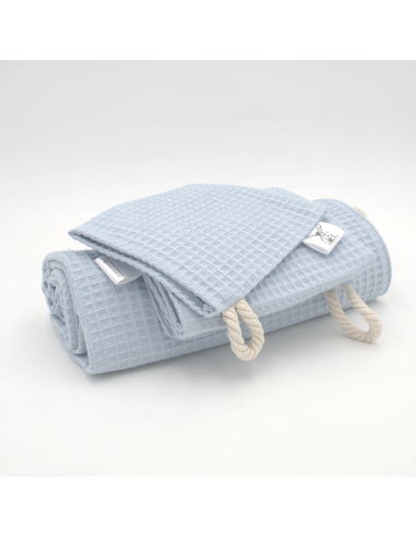 Handtuch & Duschhandtuch "Waffelpique" Babyblau | Personalisiert (Set & Einzeln) - Verarbeitung im Detail