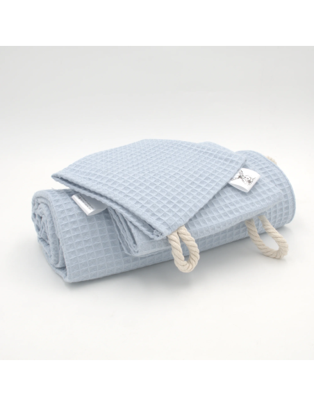 Handtuch & Duschhandtuch "Waffelpique" Babyblau | Personalisiert (Set & Einzeln) - Verarbeitung im Detail
