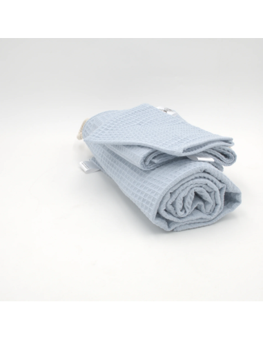 Handtuch & Duschhandtuch "Waffelpique" Babyblau | Personalisiert (Set & Einzeln) - Stoffstruktur und Material