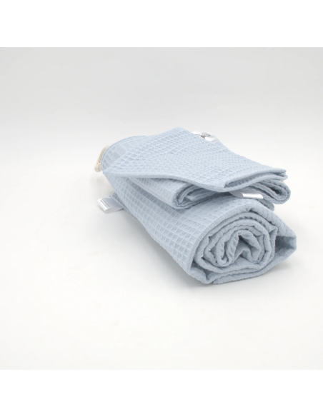 Handtuch & Duschhandtuch "Waffelpique" Babyblau | Personalisiert (Set & Einzeln) - Stoffstruktur und Material