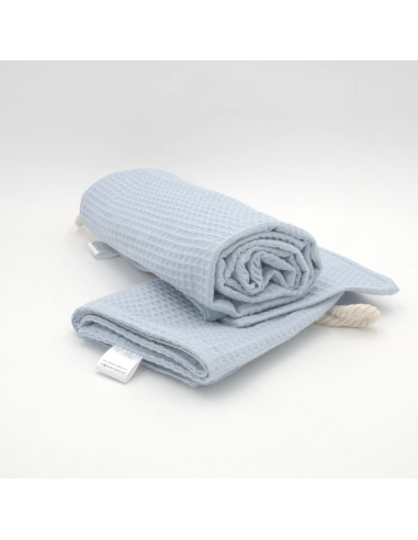 Handtuch & Duschhandtuch "Waffelpique" Babyblau | Personalisiert (Set & Einzeln) - Rückansicht
