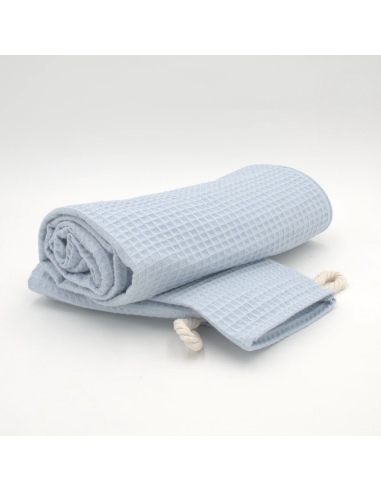 Handtuch & Duschhandtuch "Waffelpique" Babyblau | Personalisiert (Set & Einzeln) - Praktisch im Alltag