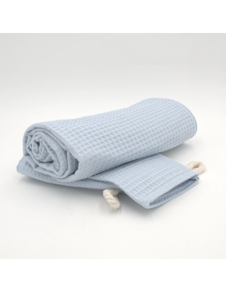 Handtuch & Duschhandtuch "Waffelpique" Babyblau | Personalisiert (Set & Einzeln) - Praktisch im Alltag