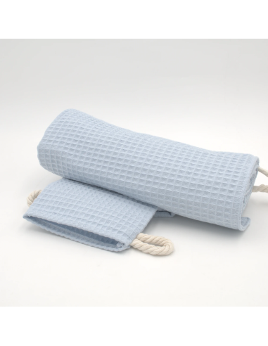 Handtuch & Duschhandtuch "Waffelpique" Babyblau | Personalisiert (Set & Einzeln) - Weitere Perspektive
