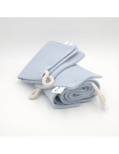 Handtuch & Duschhandtuch "Waffelpique" Babyblau | Personalisiert (Set & Einzeln) - Nahaufnahme