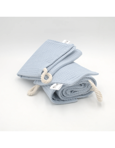 Handtuch & Duschhandtuch "Waffelpique" Babyblau | Personalisiert (Set & Einzeln) - Nahaufnahme