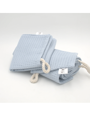 Handtuch & Duschhandtuch "Waffelpique" Babyblau | Personalisiert (Set & Einzeln) - Handgemacht in Bayern