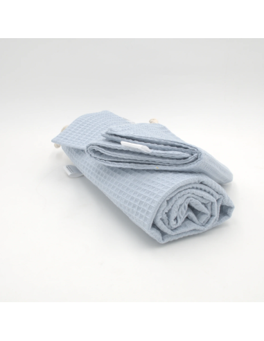 Handtuch & Duschhandtuch "Waffelpique" Babyblau | Personalisiert (Set & Einzeln) - Farbwirkung