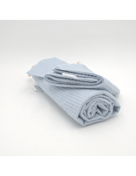 Handtuch & Duschhandtuch "Waffelpique" Babyblau | Personalisiert (Set & Einzeln) - Farbwirkung