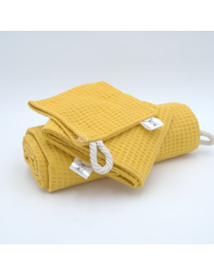 Handtuch & Duschhandtuch "Waffelpique" Gelb | Personalisiert (Set & Einzeln) 2