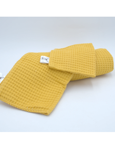 Handtuch & Duschhandtuch "Waffelpique" Gelb | Personalisiert (Set & Einzeln) - Nahaufnahme