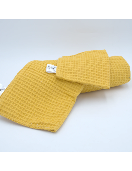 Handtuch & Duschhandtuch "Waffelpique" Gelb | Personalisiert (Set & Einzeln) - Nahaufnahme
