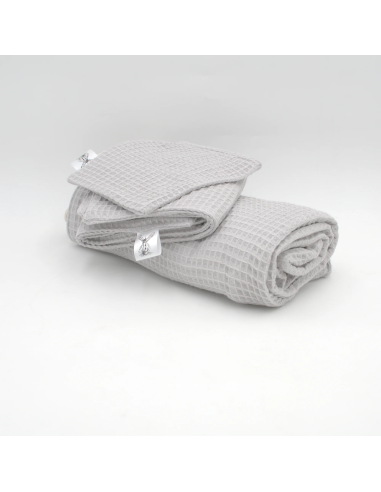 Handtuch & Duschhandtuch "Waffelpique" Grau | Personalisiert (Set & Einzeln) - Stoffstruktur und Material