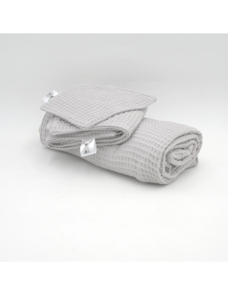 Handtuch & Duschhandtuch "Waffelpique" Grau | Personalisiert (Set & Einzeln) - Stoffstruktur und Material