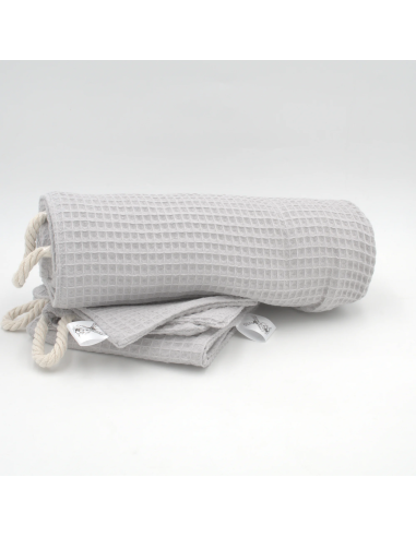 Handtuch & Duschhandtuch "Waffelpique" Grau | Personalisiert (Set & Einzeln) - Manufaktur-Qualität