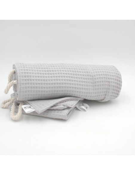 Handtuch & Duschhandtuch "Waffelpique" Grau | Personalisiert (Set & Einzeln) - Manufaktur-Qualität