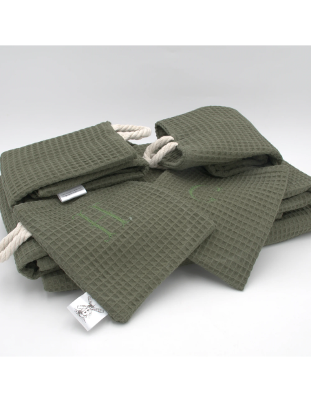 Handtuch & Duschhandtuch "Waffelpique" Grün | Personalisiert (Set & Einzeln) - Stoffstruktur und Material
