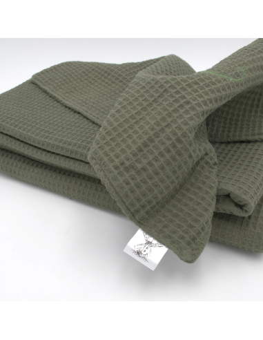 Handtuch & Duschhandtuch "Waffelpique" Grün | Personalisiert (Set & Einzeln) - Nahaufnahme